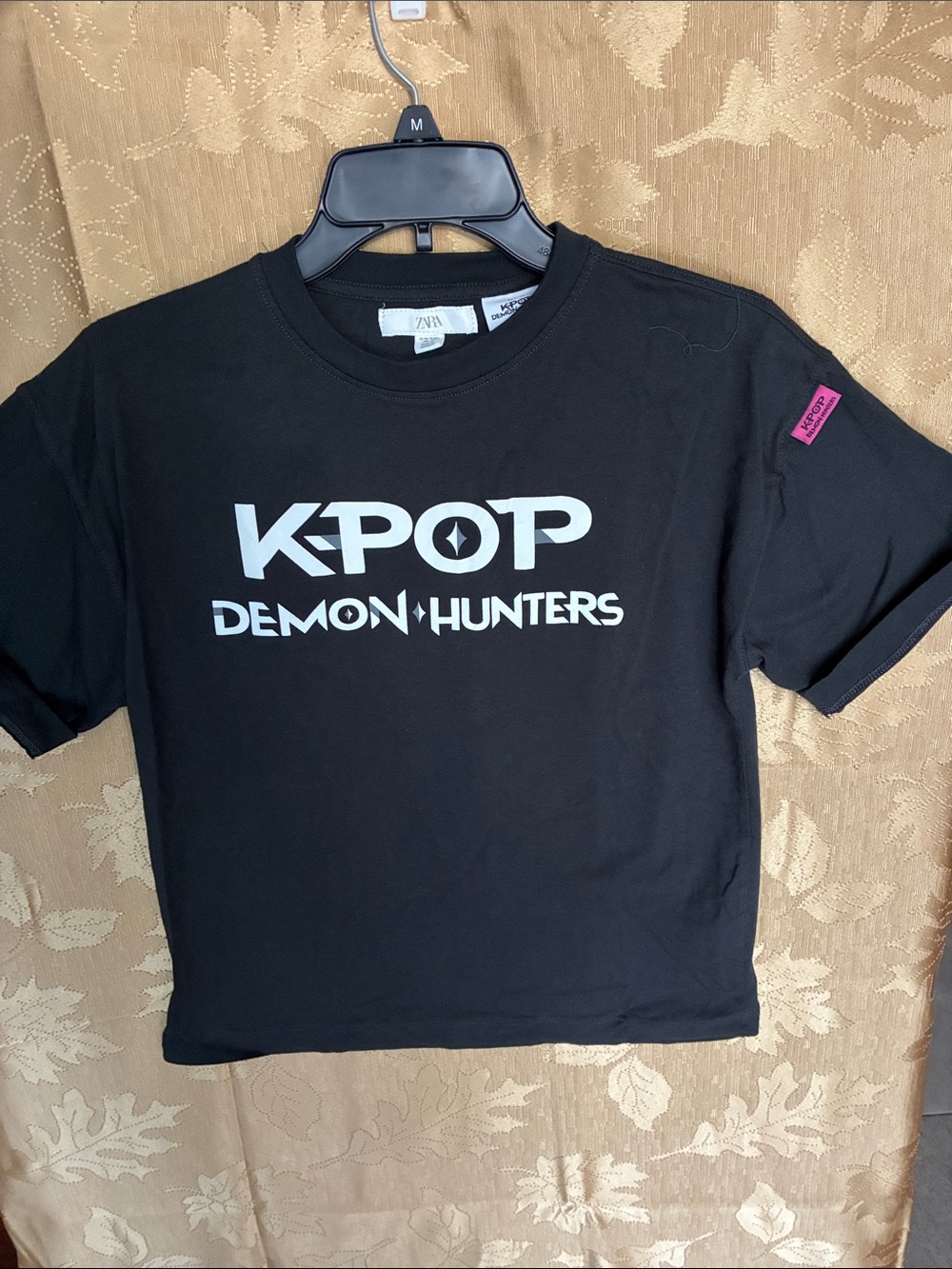 Zara Black KPOP Demon Hunters Graphic Tee with Pink Tag